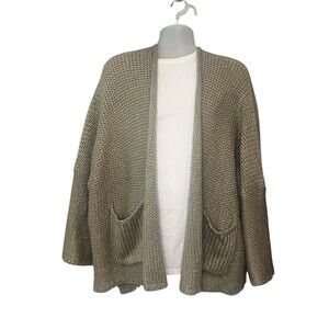 Moca Chunky Knit Open Front Pocketed Cardigan Sweater One Size